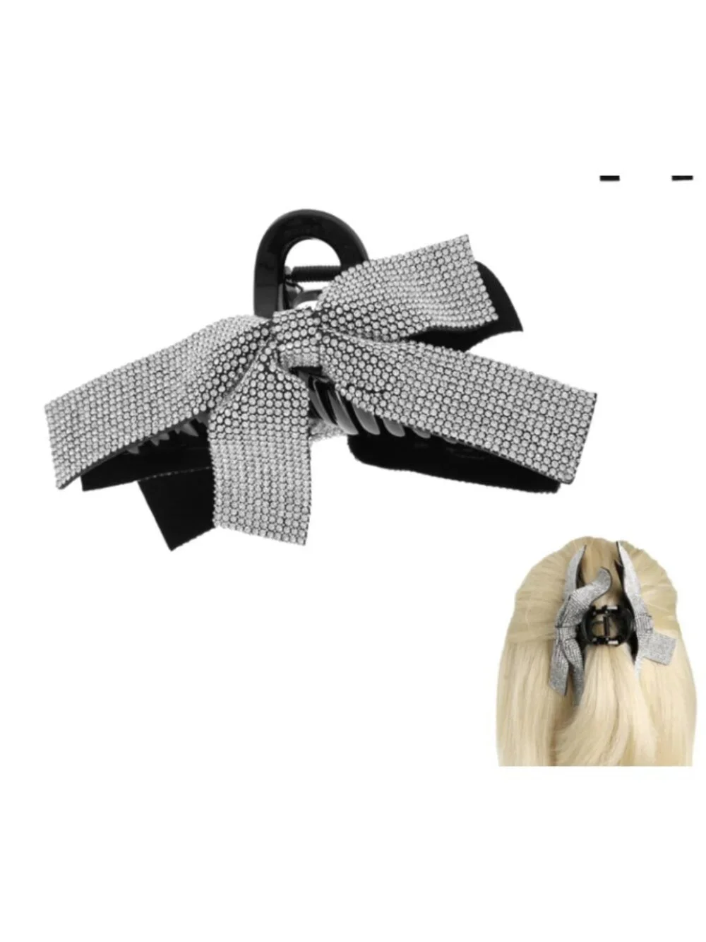 Crystal Rhinestone Bow Hair Claw Clip Elegant Statement Hair Accessory for Women